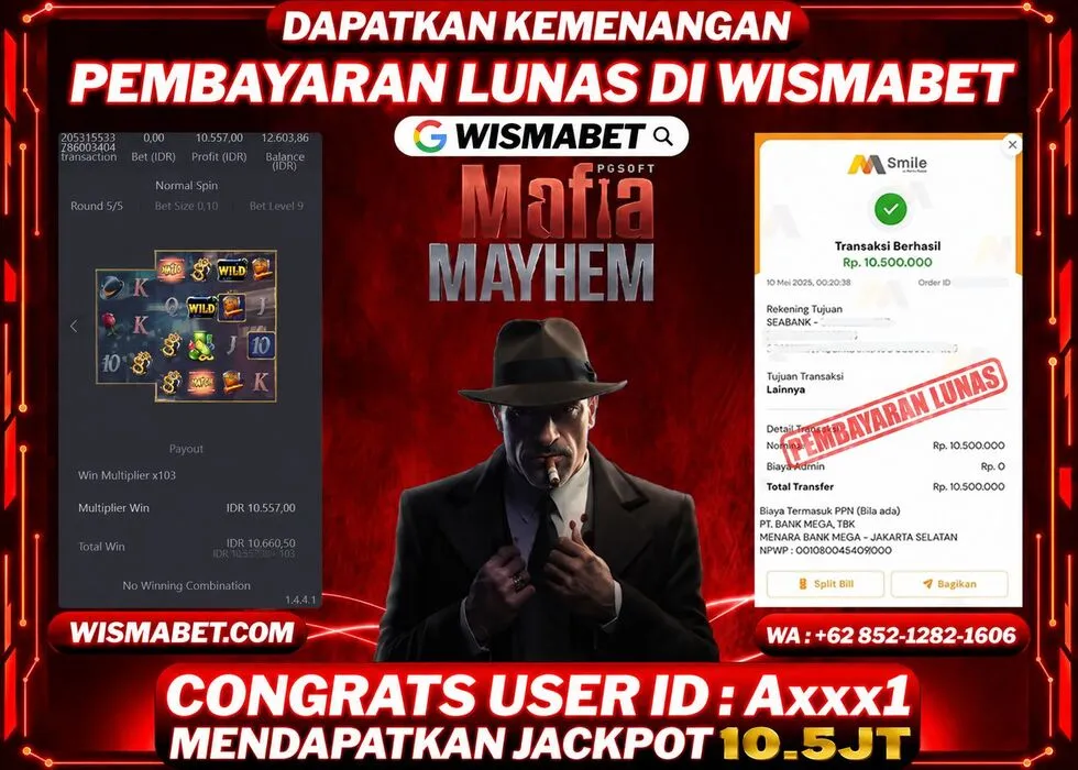Wismabet - BUKTI KEMENANGAN Mafia Mayhem Rp10,500,000,- LUNAS